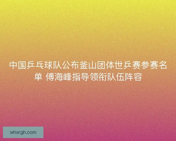 中国乒乓球队公布釜山团体世乒赛参赛名单 傅海峰指导领衔队伍阵容