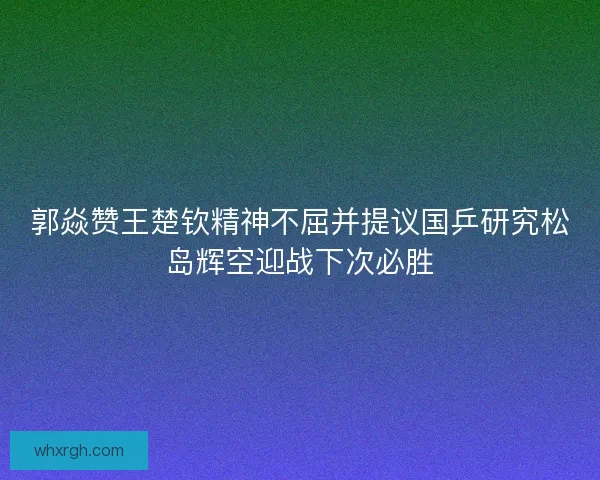 郭焱赞王楚钦精神不屈并提议国乒研究松岛辉空迎战下次必胜