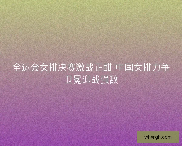 全运会女排决赛激战正酣 中国女排力争卫冕迎战强敌